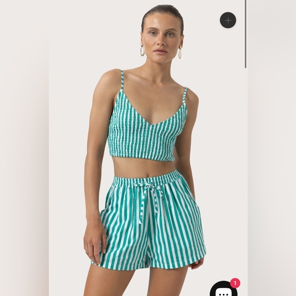 Lusana Blue and White Striped Boxer shorts and top